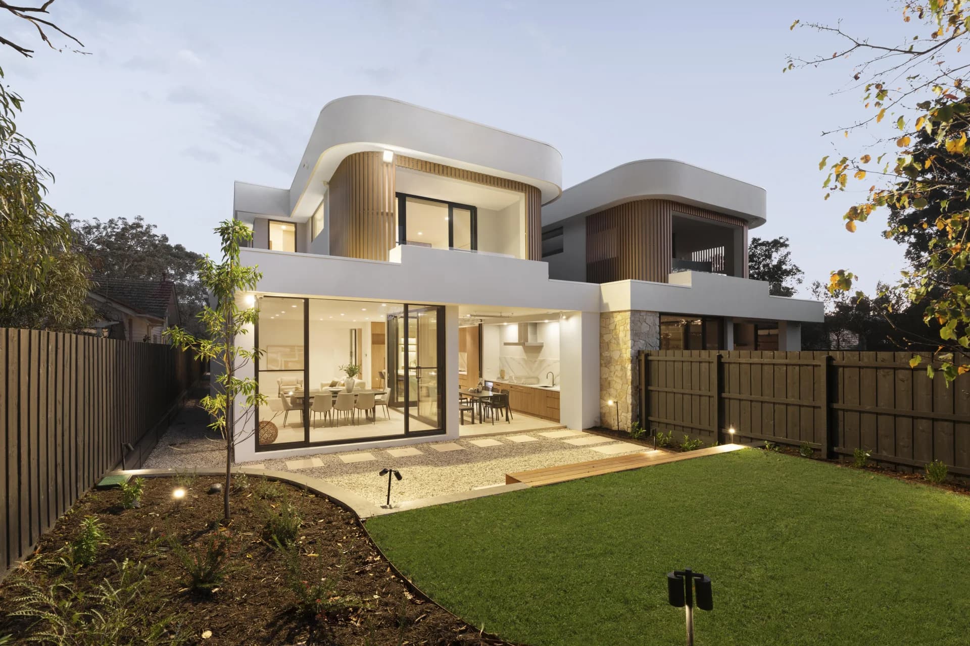 A completed NorthTech smart-home project in Mont Albert at dusk